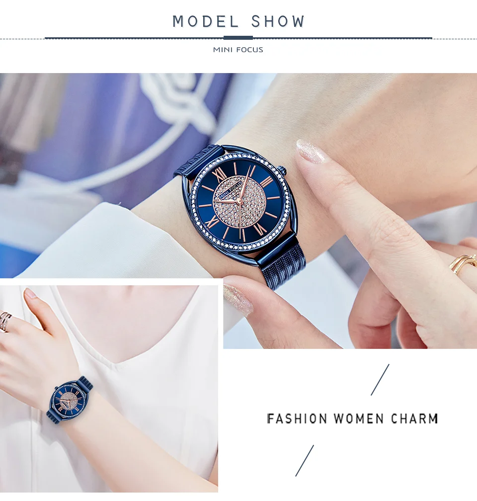 MINI FOCUS Women's Quartz Chronograph Watch Stainless Steel Band in Stock Ready
