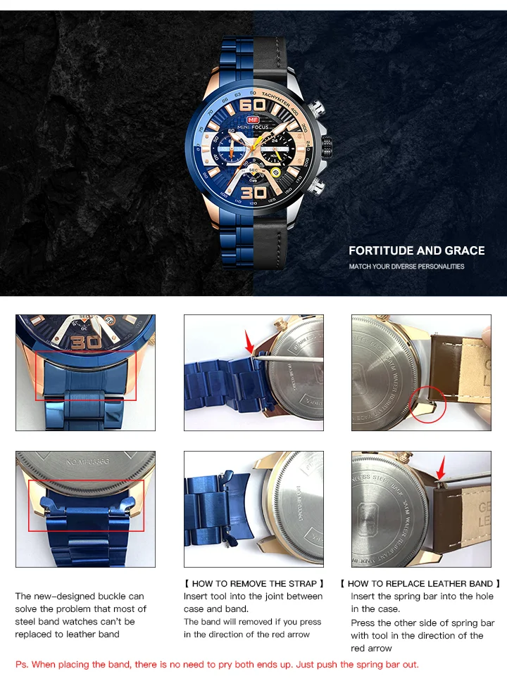 Genuine Leather Business Watch for Men – Chronograph Luminous Quartz by MINI FOCUS