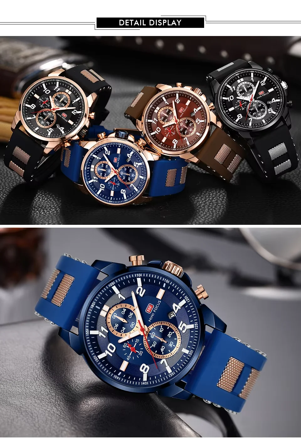 MINI FOCUS Men’s Quartz Watch | Stylish Waterproof Watch with Luminous Silicone Band | Factory Wholesale