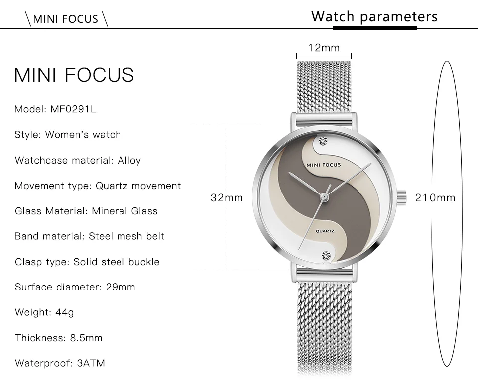 Elegant Women’s Quartz Watch with Gold Mesh Strap – Mini Focus Factory Wholesale