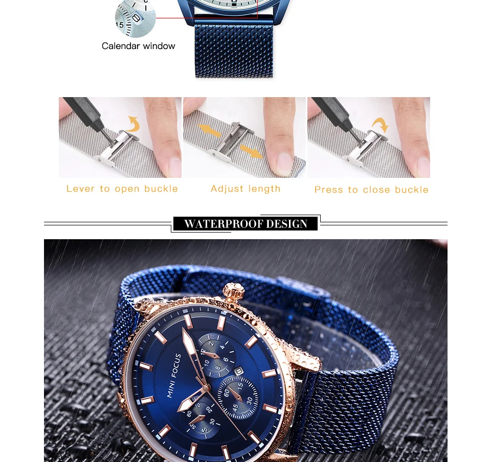 Mini Focus MF0178G Men’s Luxury Mesh Band Business Watch | Waterproof Luminous Quartz Watch Wholesale Supplier