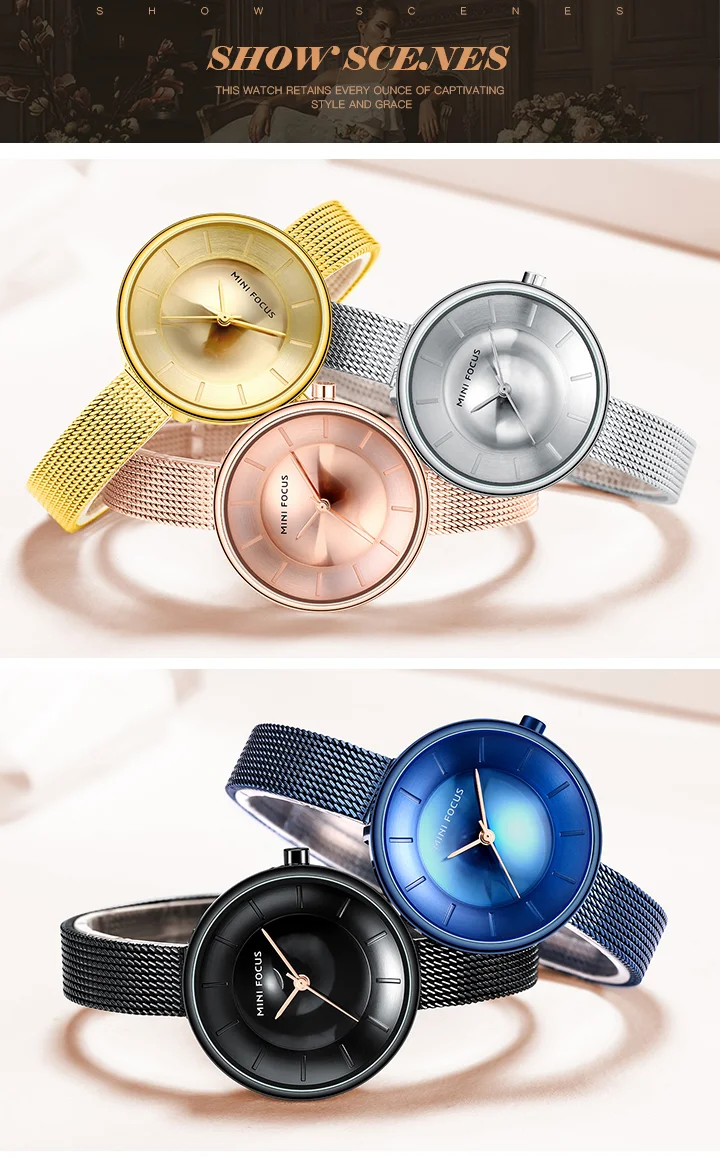 Elegant Stainless Steel Mesh Women’s Watch – Modern Business Style by MINI FOCUS