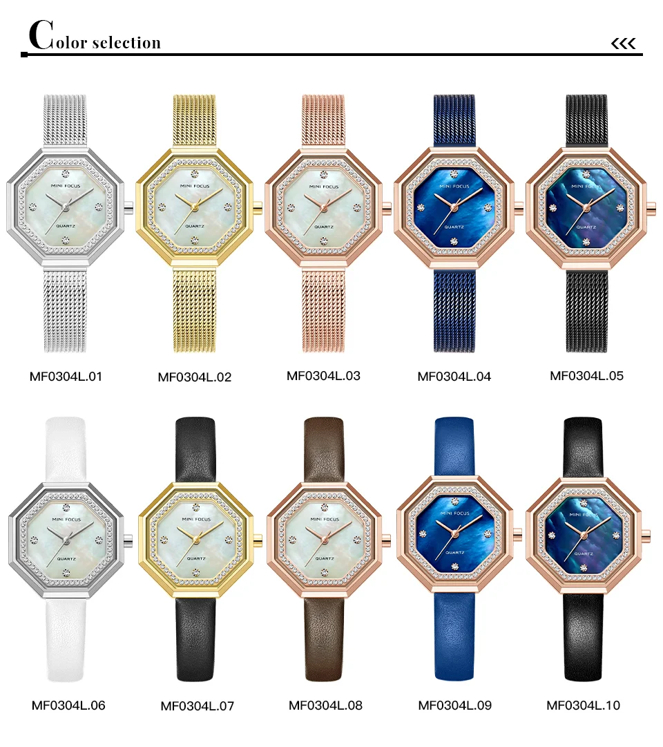 MINI FOCUS Diamond Brand Luxury Fashion Women Quartz Watch – Blue Lady Watch Waterproof Girl Clock