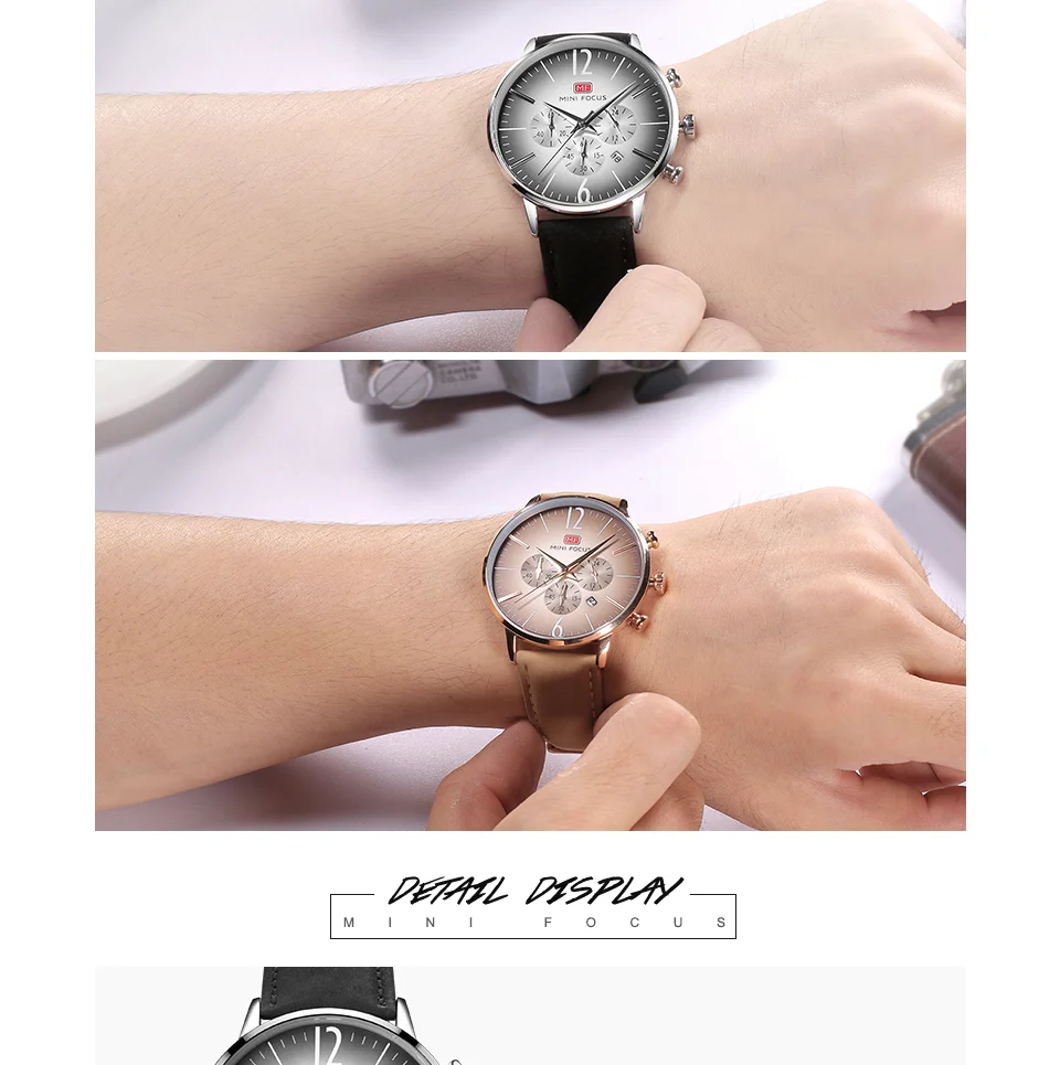 Mini Focus MF0114G Men’s Business Fashion Quartz Watch | Chronograph | Leather Strap | Factory Wholesale