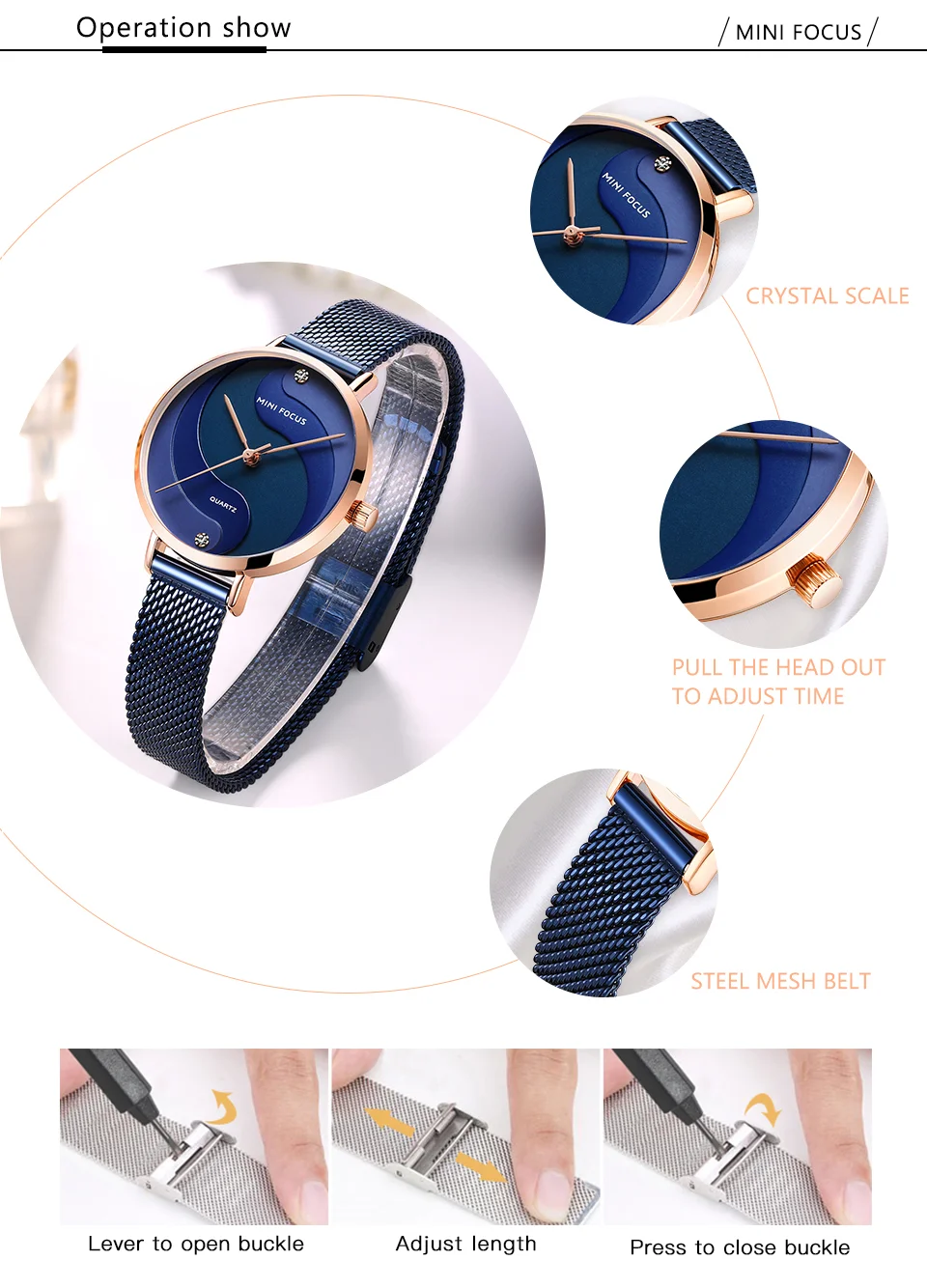 Elegant Women’s Quartz Watch with Gold Mesh Strap – Mini Focus Factory Wholesale