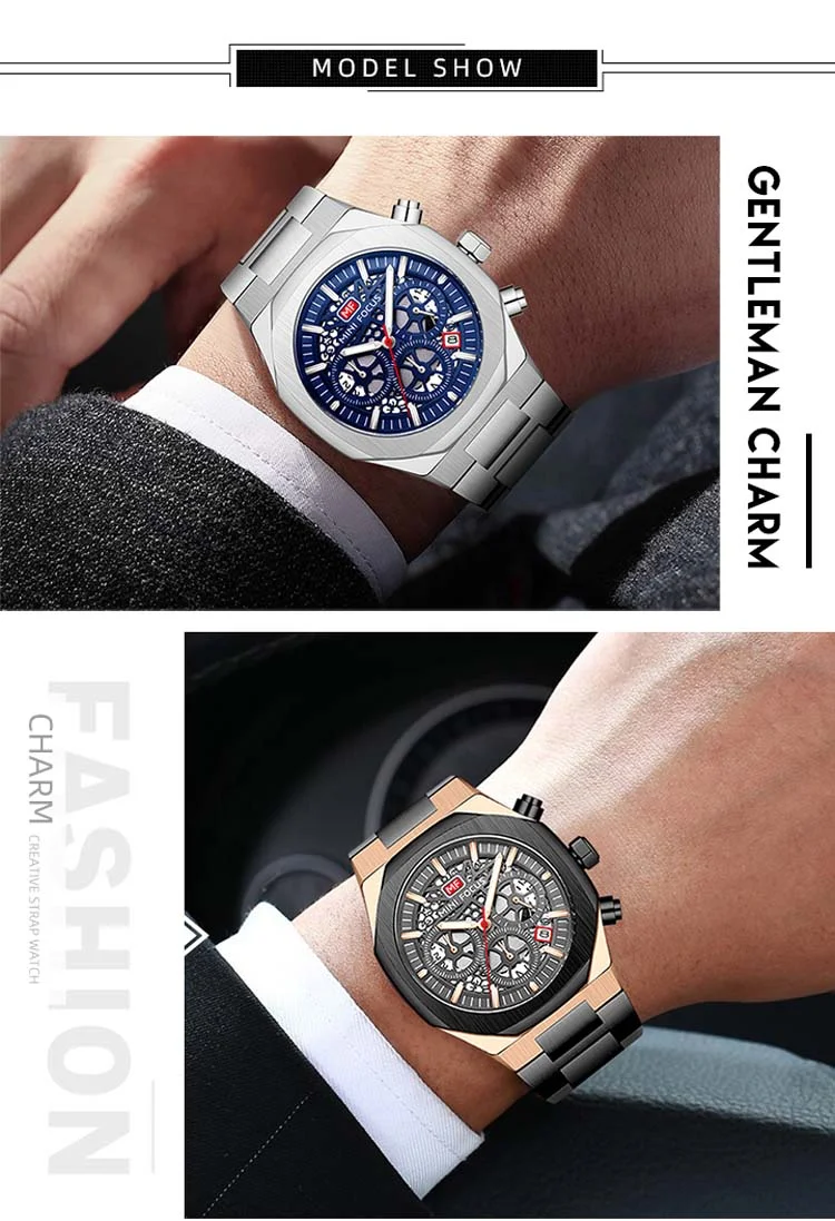 New Arrival Men's Quartz Watch Chronograph, Stainless Steel Band MINI FOCUS Wholesale Supplier