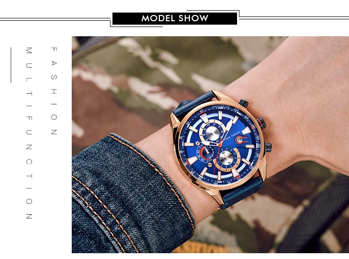 Mini Focus MF0202G Men's Business Chronograph Watch | Genuine Leather | Waterproof Quartz Factory OEM