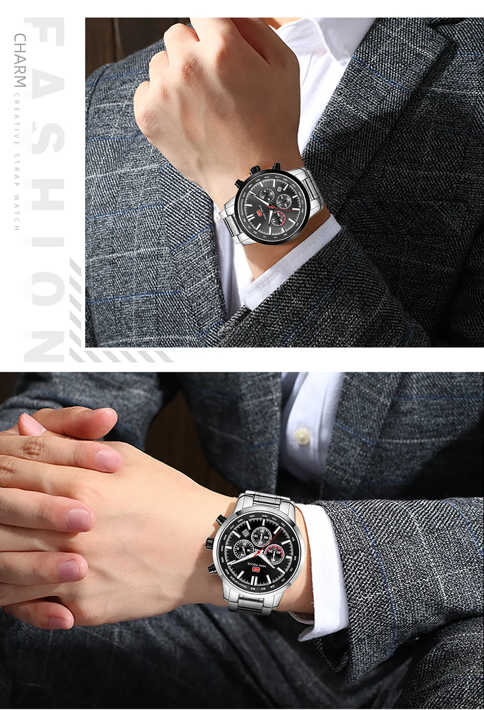 MINI FOCUS MF0133G Men’s Quartz Sports Watch | Stainless Steel, Calendar, Waterproof, Factory Wholesale