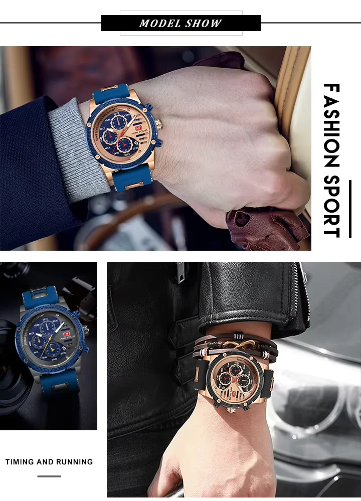 Mini Focus MF0246G Men’s Quartz Wristwatch | Alloy Case, Silicone Strap, 48mm Antique Dial