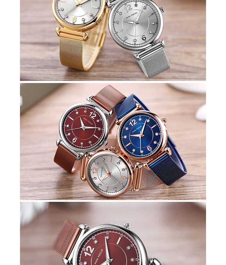 Mini Focus MF0177L Wholesale Luxury Women Watch | Royal Golden Mesh Strap OEM Factory