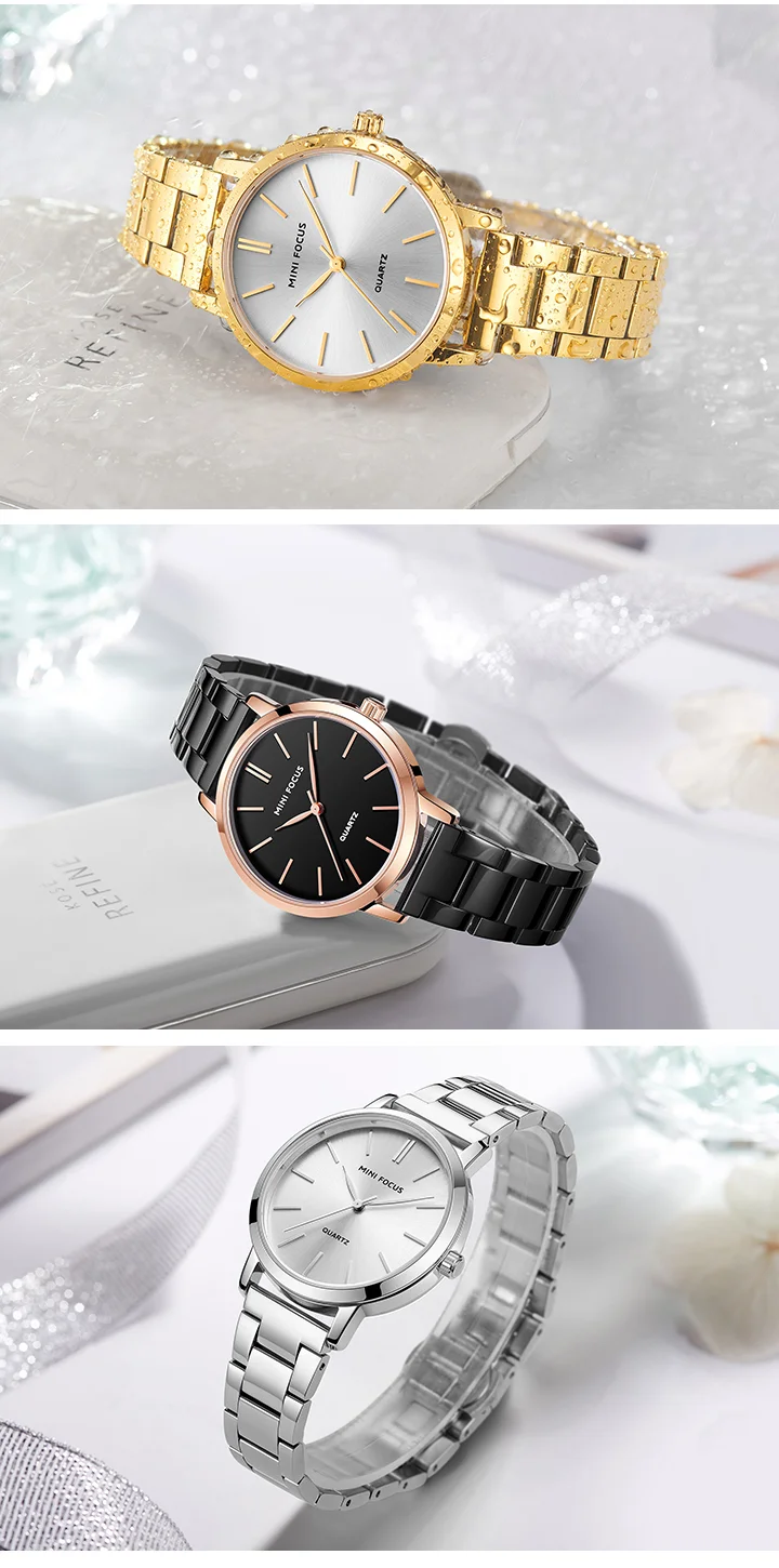 MINI FOCUS Femme Classic Elegant Watches Solid Stainless Steel Band Waterproof With Japanese Movement Women Quartz Watch