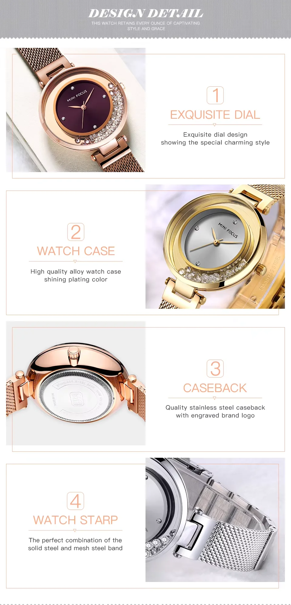 MINI FOCUS MF0254L Elegant Women’s Watch | Ultra Thin Quartz Mesh Strap Waterproof Japanese Movement for Girls