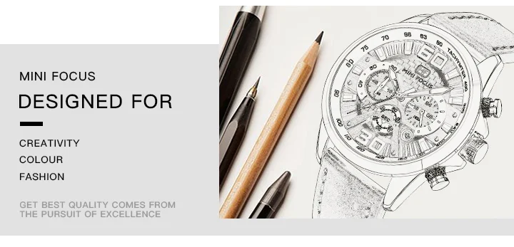 Genuine Leather Business Watch for Men – Chronograph Luminous Quartz by MINI FOCUS