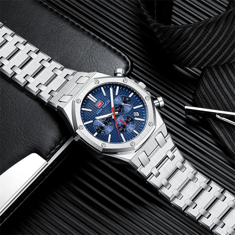 MINI FOCUS 0609 Elegance Men's Quartz Watch Stainless Steel, Luminous Chronometer for Business