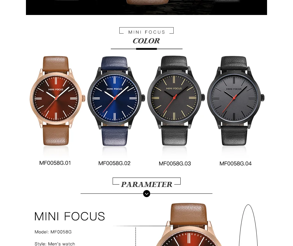Mini Focus MF0058G Men’s Luxury Quartz Watch | Blue Leather Strap Casual Design | Factory Wholesale