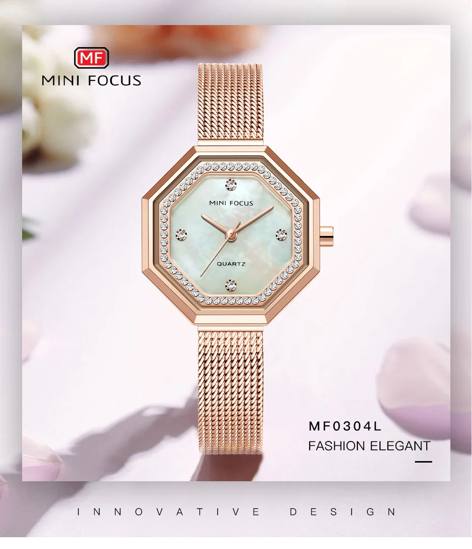 MINI FOCUS Diamond Brand Luxury Fashion Women Quartz Watch – Blue Lady Watch Waterproof Girl Clock