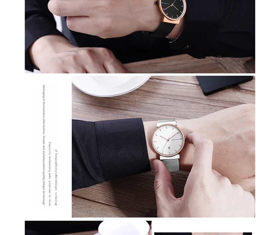 Mini Focus MF0184G Men's Business Quartz Watch | Stainless Steel Mesh Band | Waterproof Calendar OEM Supplier