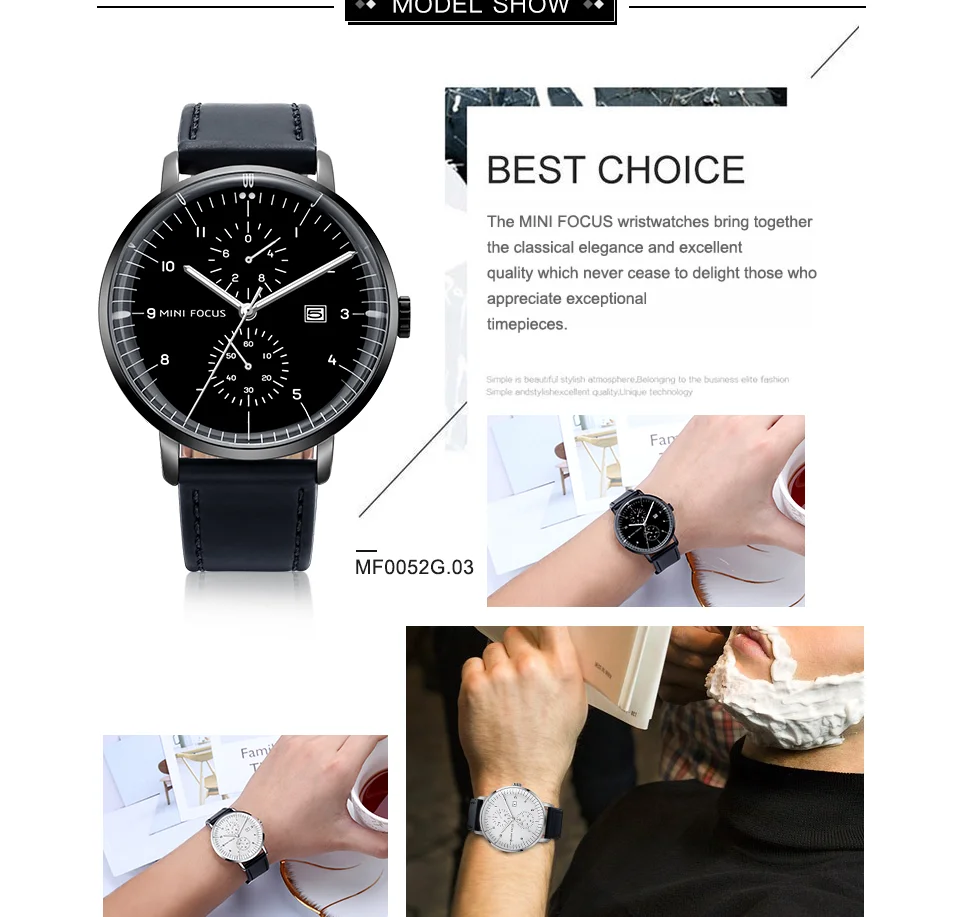 Mini Focus MF0052G Men's Business Quartz Watch | Leather Strap Calendar Design | Factory Direct Wholesale