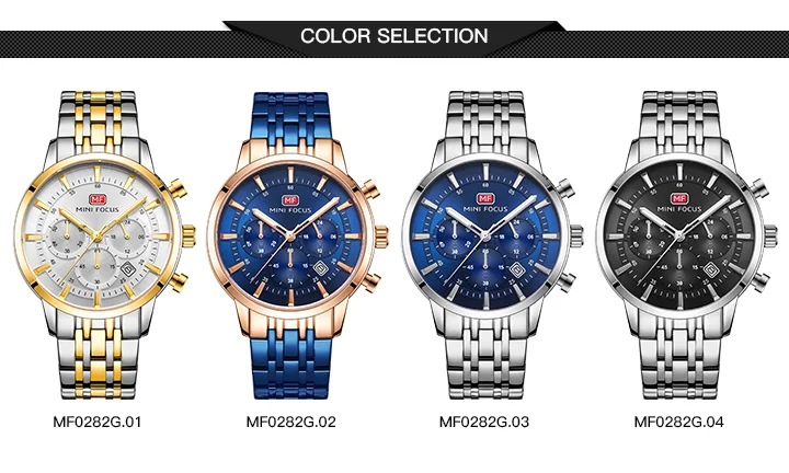 Stylish Men's Chronograph Quartz Watch with Luminous Hands | Waterproof Stainless Steel Dress Watch by Mini Focus