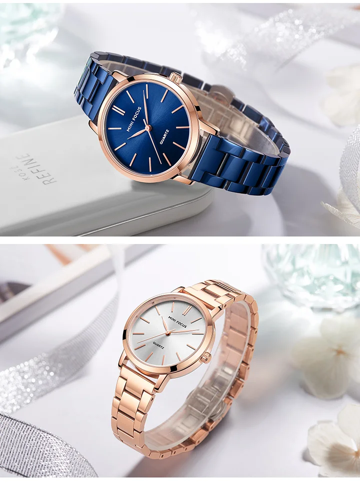 MINI FOCUS Femme Classic Elegant Watches Solid Stainless Steel Band Waterproof With Japanese Movement Women Quartz Watch