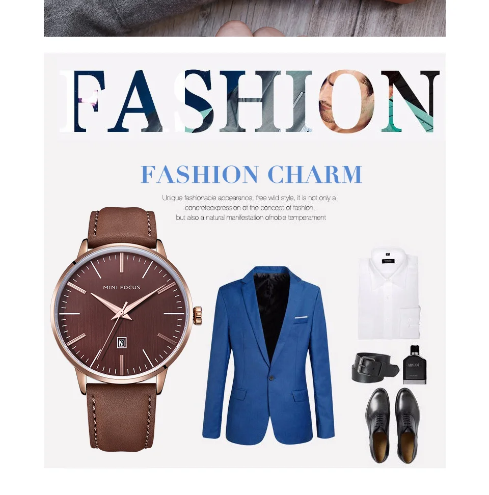 Mini Focus MF0115G Casual Men’s Watch | Fashion Sport Quartz | Auto Date Leather Strap | Factory Wholesale