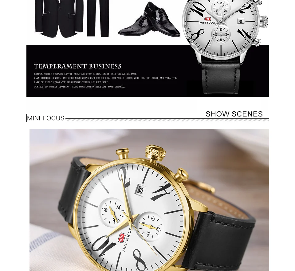 Reloj Hombre MINI FOCUS MF0135G | Cronógrafo de Cuarzo, Resistente al Agua, Correa de Cuero