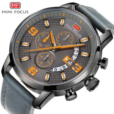 Mini Focus Men’s Chronograph Quartz Watch Leather Strap