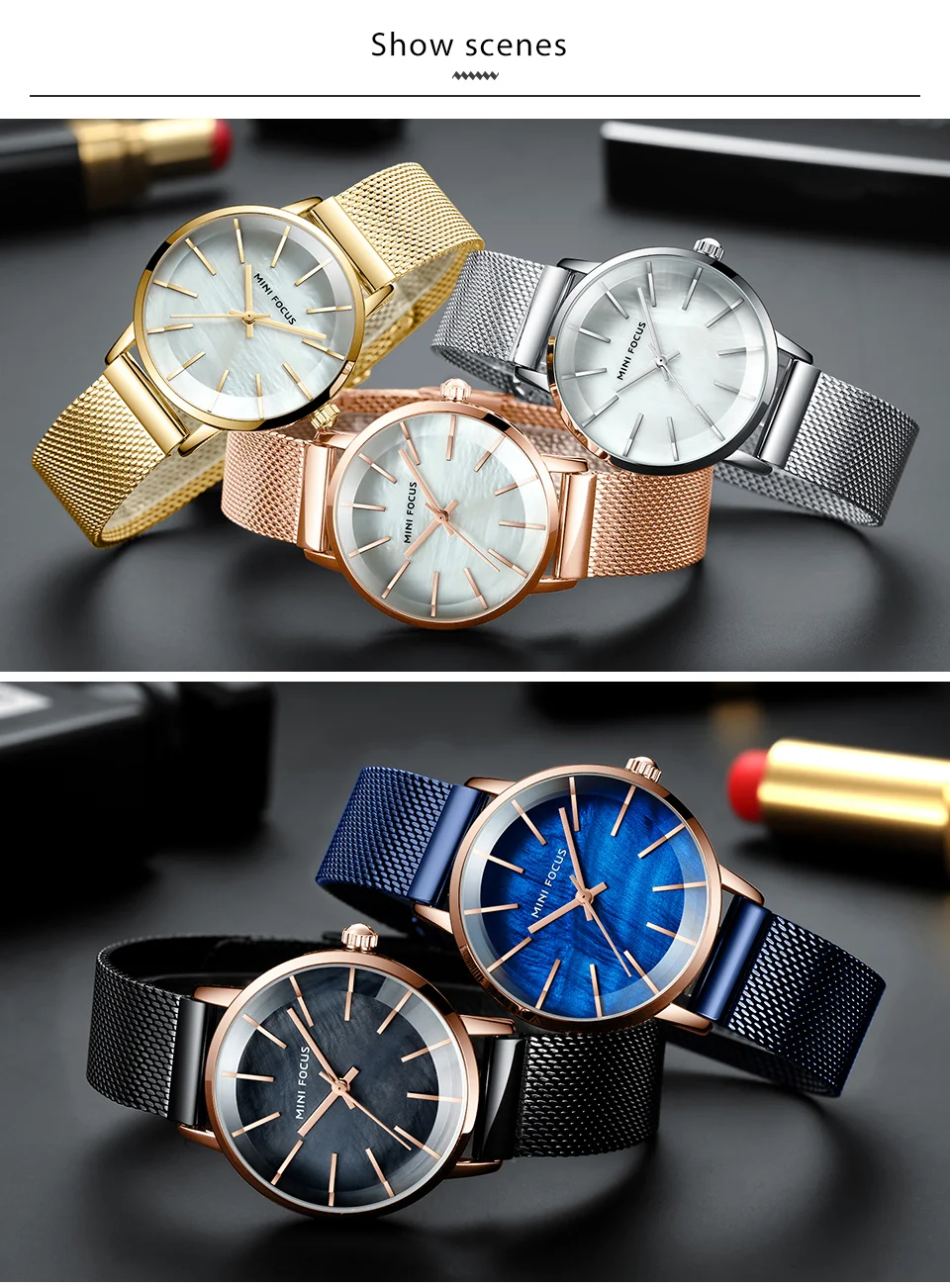 Mini Focus MF0257L Women's Quartz Watch | Steel Mesh Belt Simple Waterproof Analog Dress Wristwatch