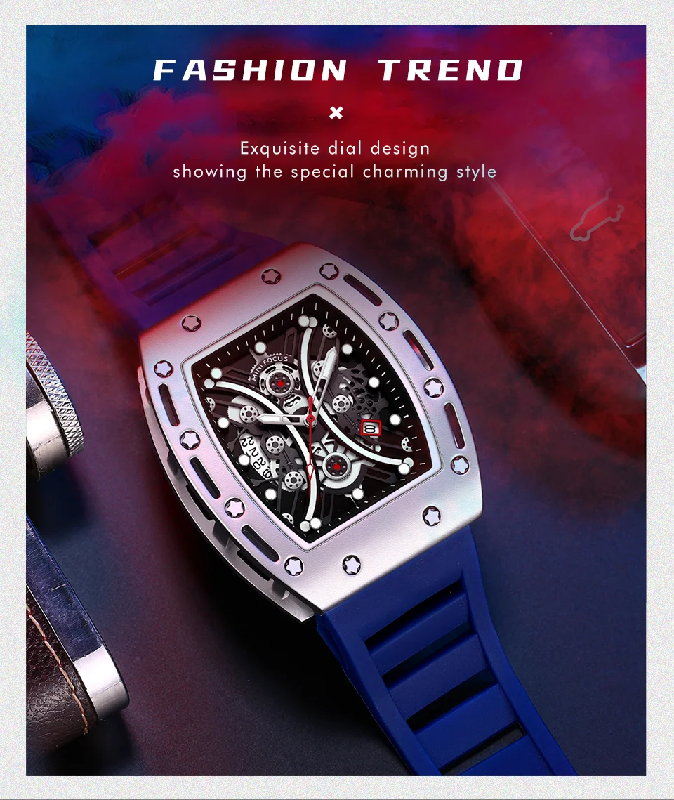 Wholesale Supplier Luxury Skeleton Design Automatic Watch for Men Mini Focus Wine Barrel Shape