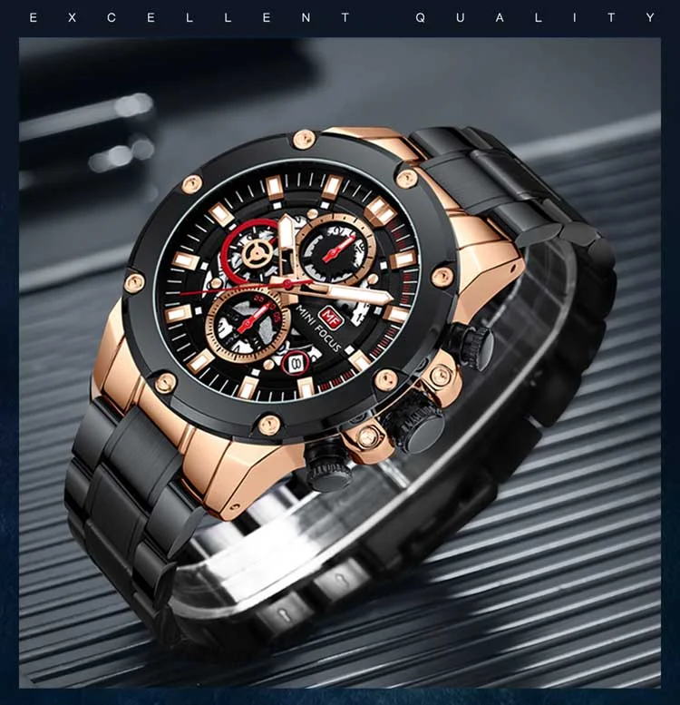 MINI FOCUS Luxury Shenzhen Men Quartz Watch | Exclusive Silicone Band Luminous Chronometer Business Watch Design