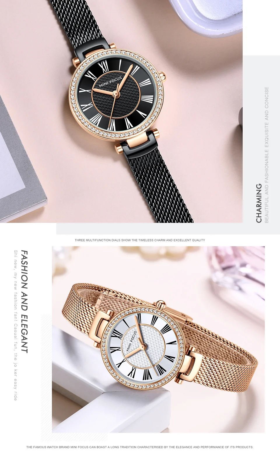 MINI FOCUS MF0423L White Dial Women&rsquo;s Quartz Watch with Stainless Steel Strap and Analog Display for Wholesale