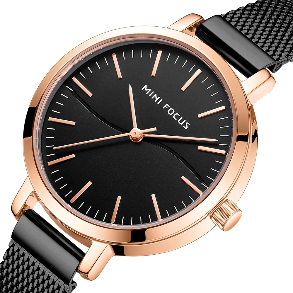 MINI FOCUS Women’s Luxury Quartz Watch Milanese Mesh Strap