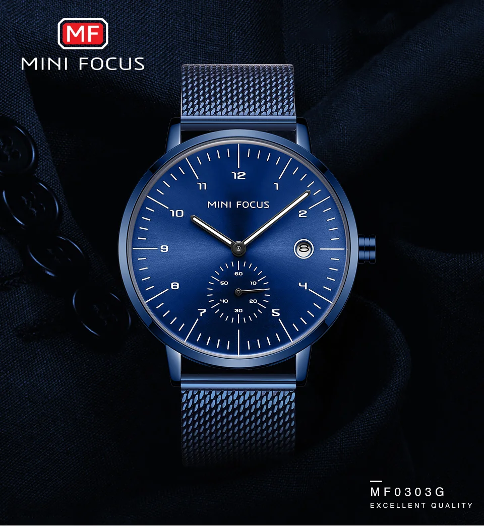 MINI FOCUS Newest Quartz Watches for Men – Luxury Waterproof Sport Wristwatch 5 ATM Stainless Steel Strap