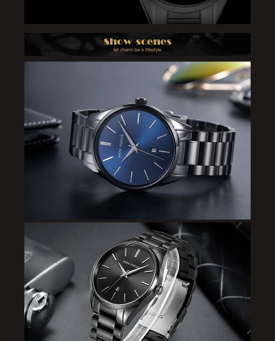 Mini Focus MF0050G Men's Quartz Business Watch | Minimalist Stainless Steel Chain | Factory Wholesale