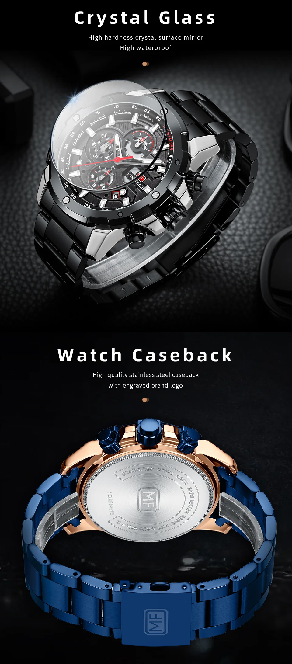Luxury Sport Chronograph Men's Quartz Watch with Stainless Steel Band – MINI FOCUS Global Supplier