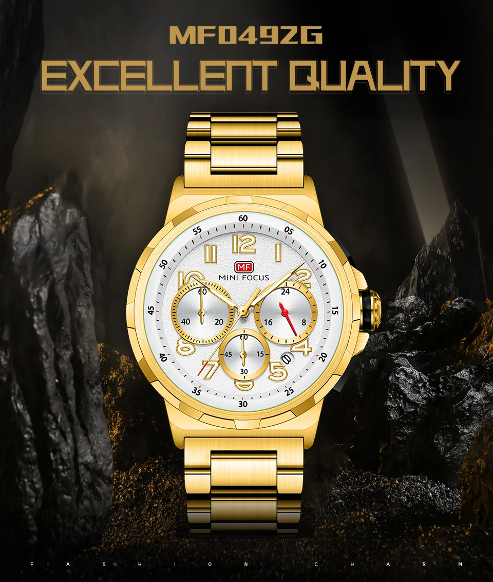 Mini Focus Waterproof Stainless Steel Strap Chronograph Fashion Men's Watch Quartz Wristwatches Male Business Watch