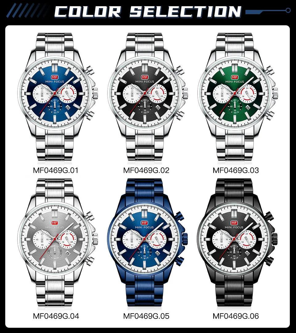 Hot Sale Men’s Fashion Chronograph Quartz Watch with Stainless Steel Band