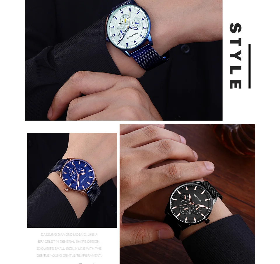 Mini Focus MF0178G Men’s Luxury Mesh Band Business Watch | Waterproof Luminous Quartz Watch Wholesale Supplier