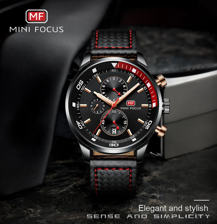 MF0017G Mini Focus Men’s Leather Band Sports Watch | Factory Wholesale Quartz Alloy Timepiece