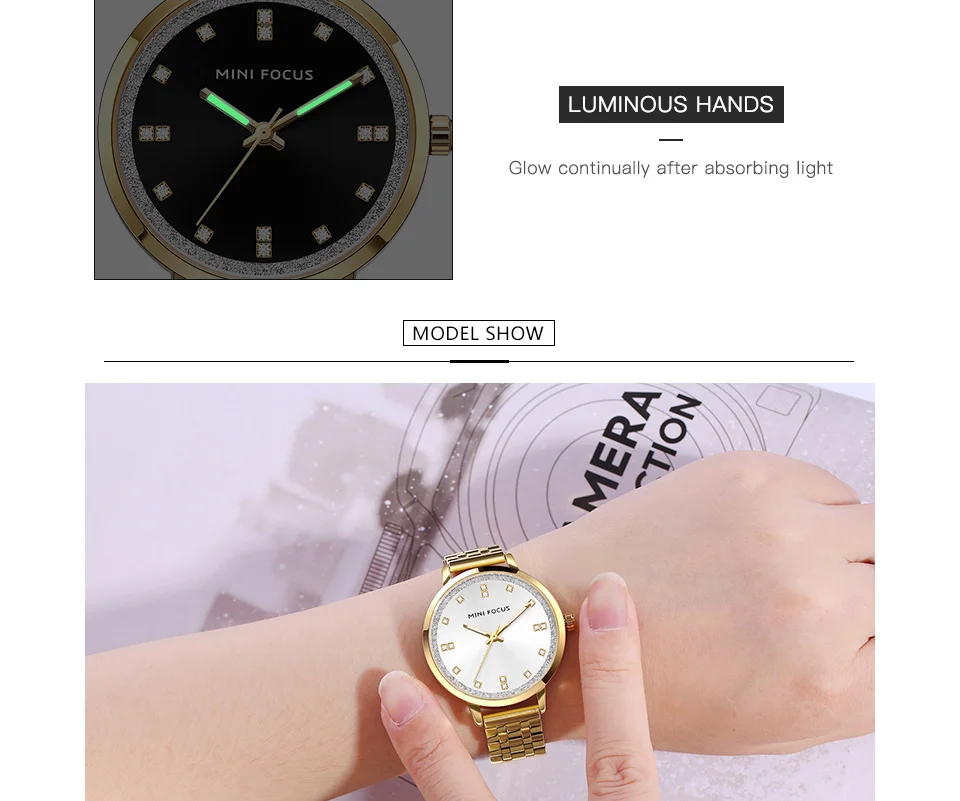 Mini Focus MF0047L Women's Quartz Watch | Golden Stainless Steel Strap | Elegant Ladies Factory Direct Watches