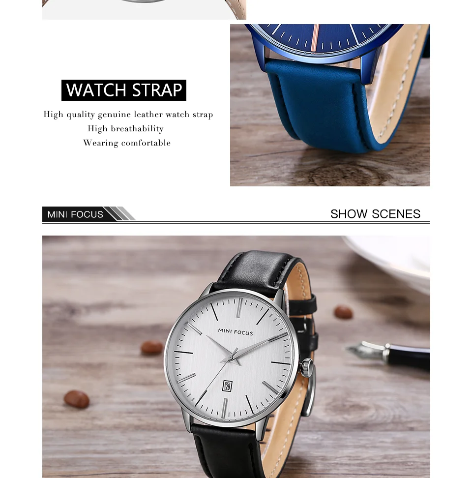 Mini Focus MF0115G Casual Men’s Watch | Fashion Sport Quartz | Auto Date Leather Strap | Factory Wholesale