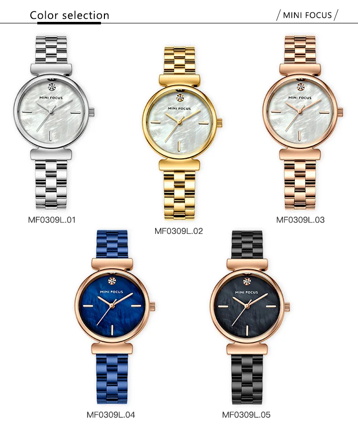 MINI FOCUS Luxury Diamond Women Watches Fashion Marble Dial Stainless Steel Strap Fashion Simple Watch for Girls