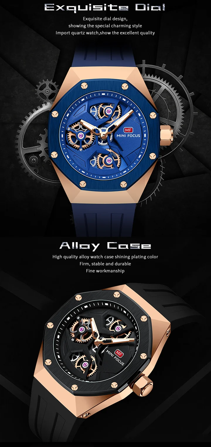 Mini Focus Sporty Quartz Watch for Men Waterproof Silicone Strap OEM Supplier