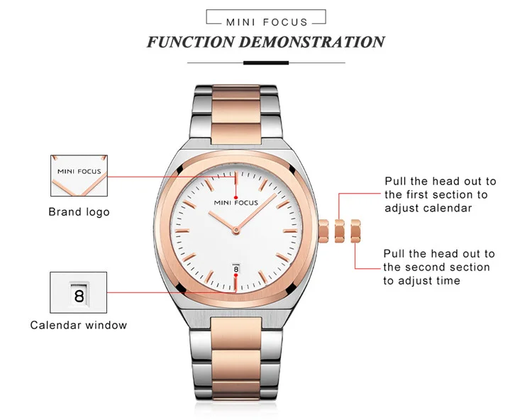 MINI FOCUS Fashion China Man Quartz Watch Stylish Steel Strap Luminous High Quality Storage Simple Wrist Watch