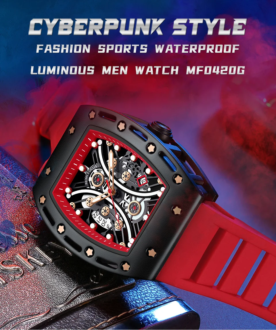 Wholesale Supplier Luxury Skeleton Design Automatic Watch for Men Mini Focus Wine Barrel Shape