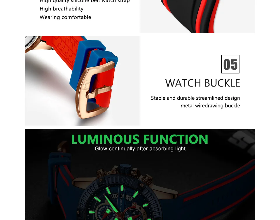 Mini Focus MF0244G Men’s Fashion Sports Watch | Waterproof Quartz Rubber Strap Timepiece