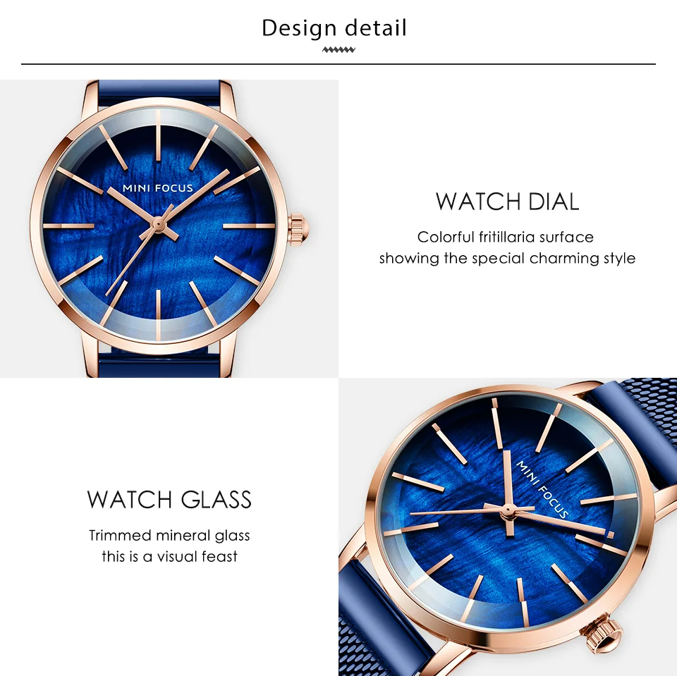 Mini Focus MF0257L Women's Quartz Watch | Steel Mesh Belt Simple Waterproof Analog Dress Wristwatch