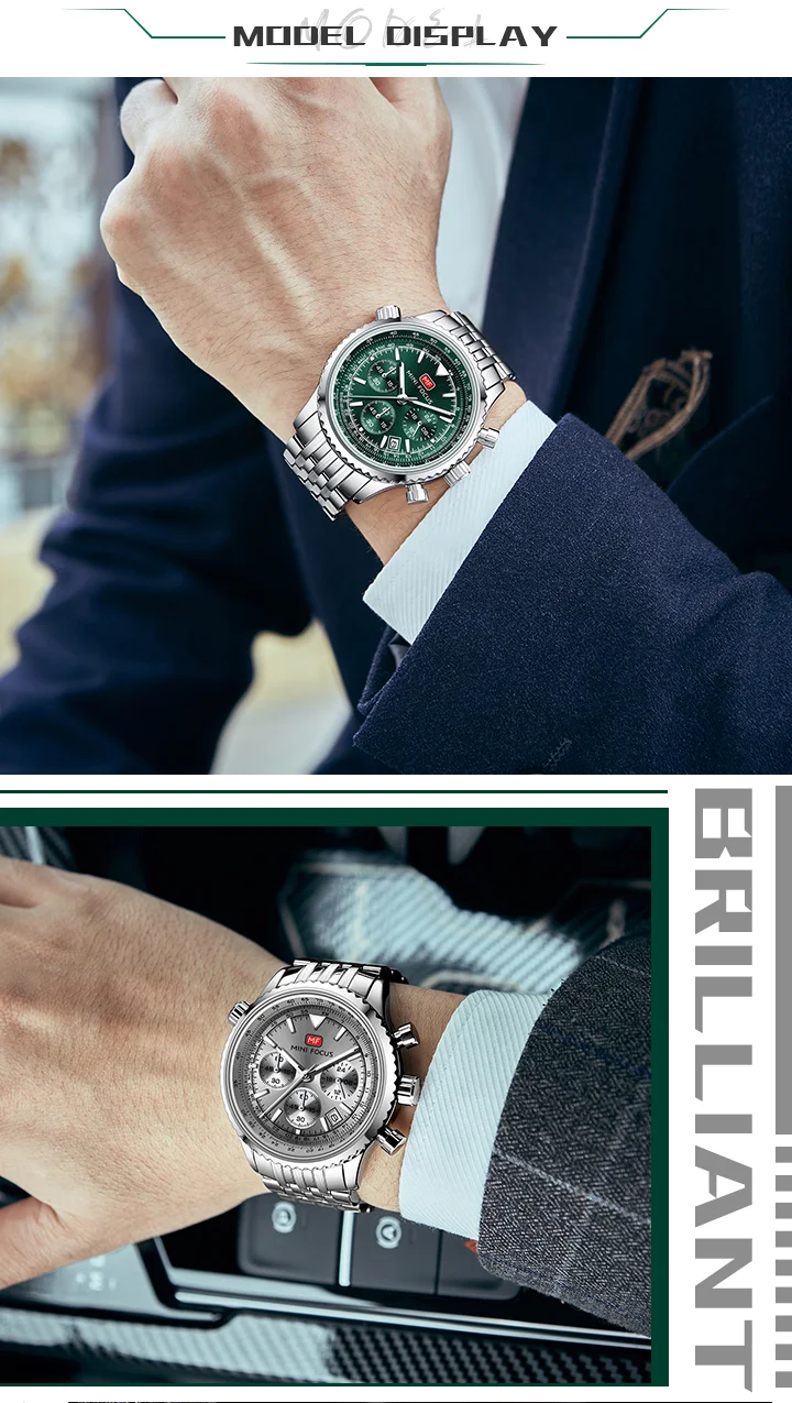 Top Sale Men’s Stainless Steel Quartz Chronograph Watch with Waterproof Design for Wholesale