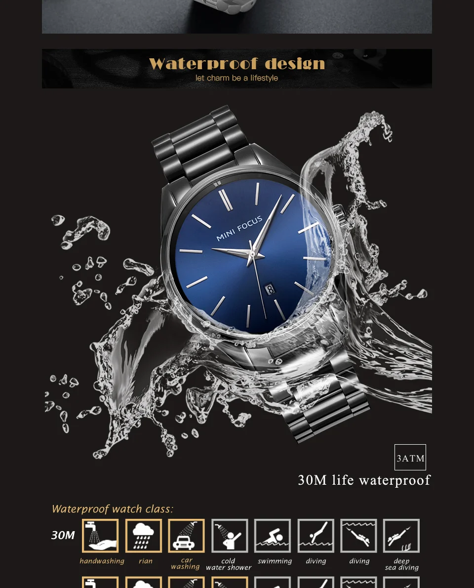 Mini Focus MF0050G Men's Quartz Business Watch | Minimalist Stainless Steel Chain | Factory Wholesale