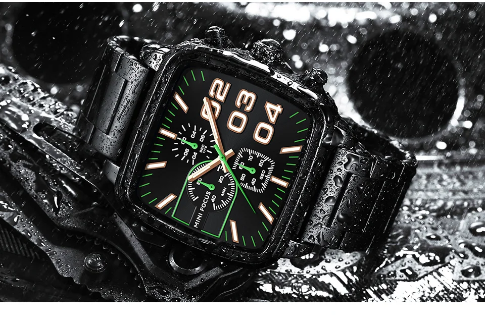 MINI FOCUS Quartz Waterproof Luminous Brand Men's Watches Stainless Steel Chronograph Multi-functional Wristwatches